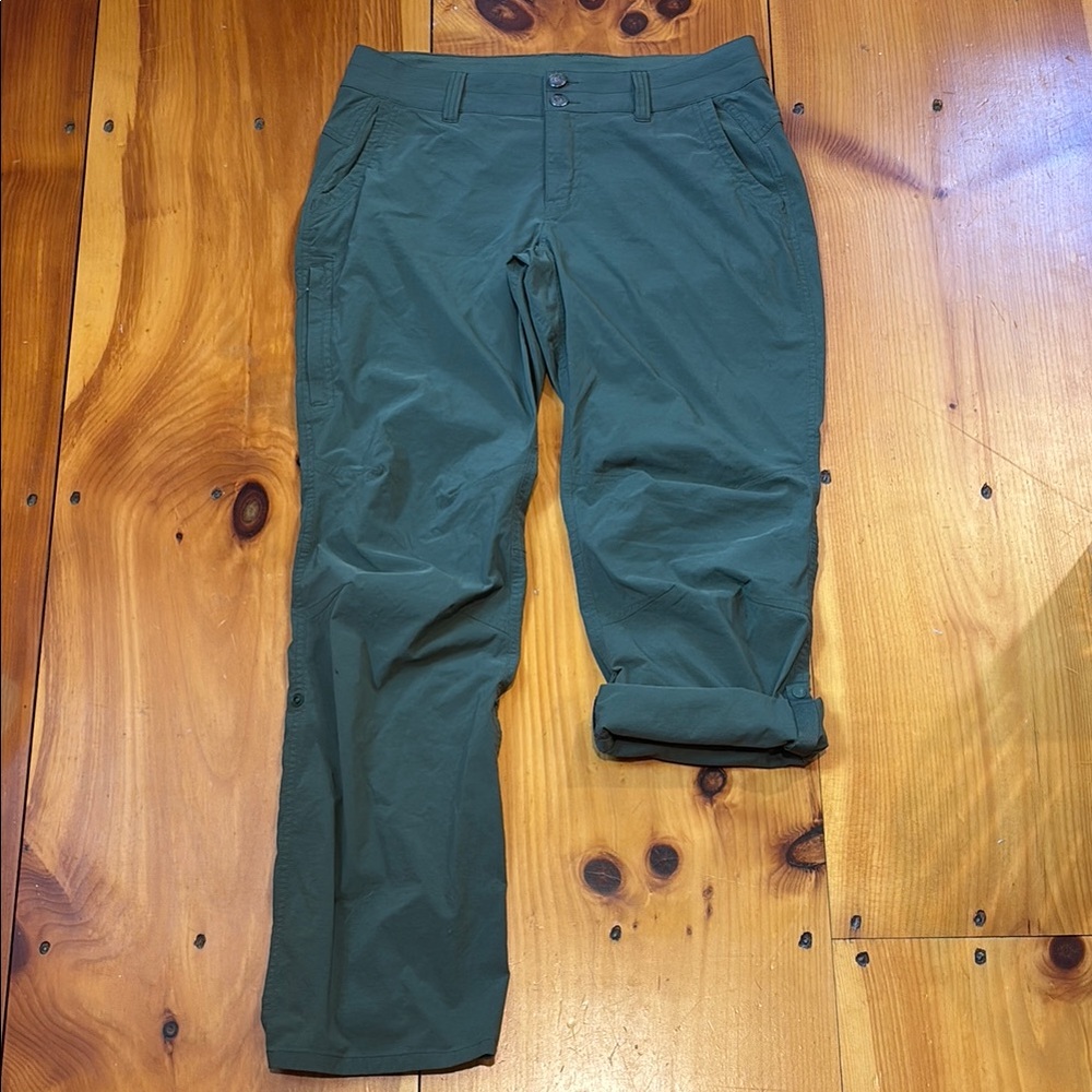 MARMOT Women's 8 Green Scree Nylon Roll Cuff Hiking Outdoor Pants Zip Pockets